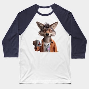 Retired Coyote with Coffee by focusln Baseball T-Shirt